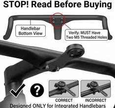 Carbon Fiber Out Front Bike Mount For Integrated Handlebars Holds GPS