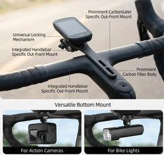 Carbon Fiber Out Front Bike Mount For Integrated Handlebars Holds GPS
