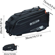 9L Waterproof Reflective Rear Bike Pannier Bag, 36x15x20 cm, Black
