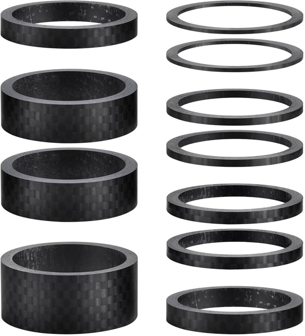 Carbon Fiber Headset Spacers 11 Pcs 1-1/8 Inch Matte Finish 6 Sizes
