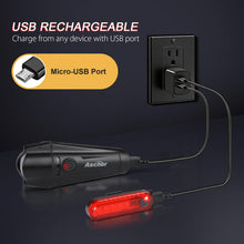 USB Rechargeable Bike Light Set Headlight Taillight Black 4 Modes