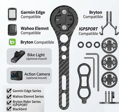 Carbon Fiber Out Front Bike Mount For Integrated Handlebars Holds GPS
