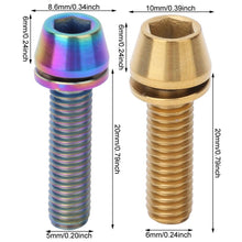 Titanium Alloy Bike Stem Bolts 3Pcs M5x20 M6x20 With Gasket Colorful