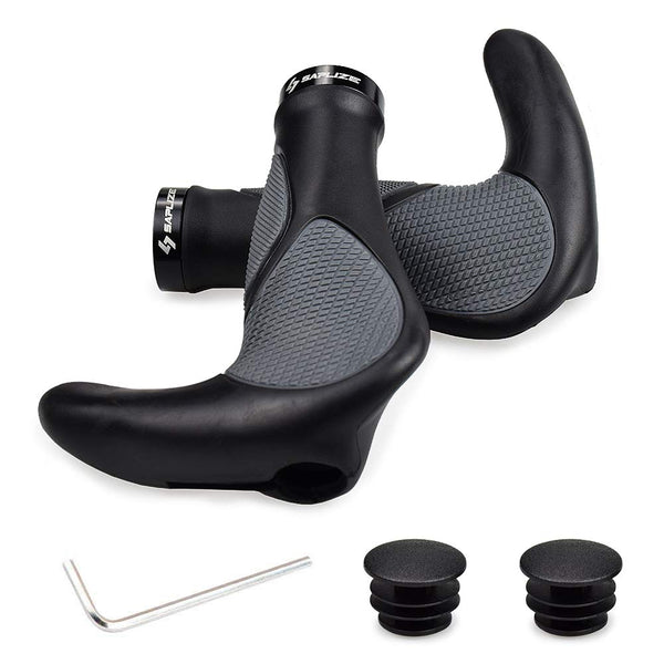 SAPLIZE Aluminum Double Lock On Bike Grips Ergonomic Anti Slip TPE