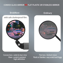 BriskMore Bike Bar End Mirror 76mm HD Glass Convex Lens 360 Rotatable
