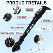 Bucklos Shock Pump 300 400 PSI For MTB Fork Rear Shock Schrader Valve