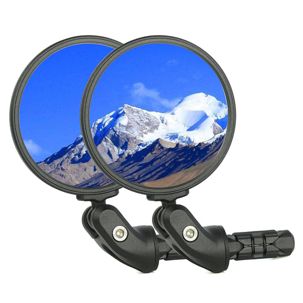 BriskMore Bike Bar End Mirror 76mm HD Glass Convex Lens 360 Rotatable