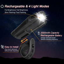 USB Rechargeable Bike Light Set Headlight Taillight Black 4 Modes
