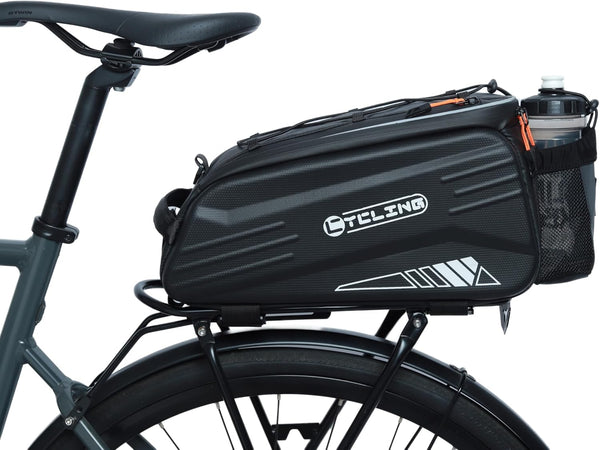 9L Waterproof Reflective Rear Bike Pannier Bag, 36x15x20 cm, Black