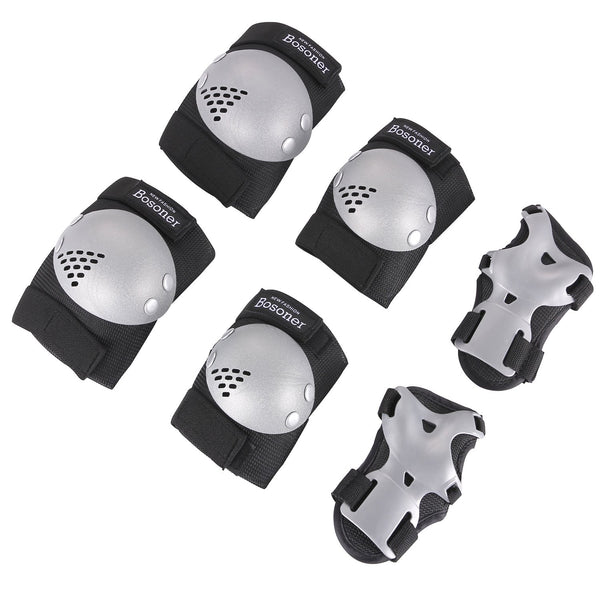 Bosoner Kids Knee Elbow Wrist Pads Set PVC Adjustable Velcro 3 To 15