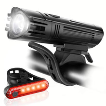USB Rechargeable Bike Light Set Headlight Taillight Black 4 Modes