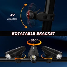 USB Rechargeable Bike Light Set Headlight Taillight Black 4 Modes