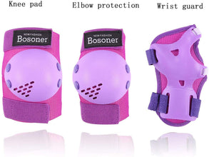 Bosoner Kids Knee Elbow Wrist Pads Set PVC Adjustable Velcro 3 To 15