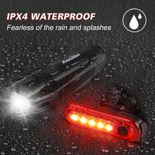 USB Rechargeable Bike Light Set Headlight Taillight Black 4 Modes