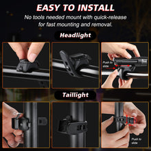 USB Rechargeable Bike Light Set Headlight Taillight Black 4 Modes