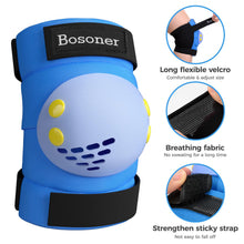 Bosoner Kids Knee Elbow Wrist Pads Set PVC Adjustable Velcro 3 To 15