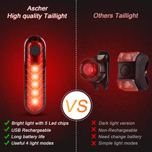 USB Rechargeable Bike Light Set Headlight Taillight Black 4 Modes