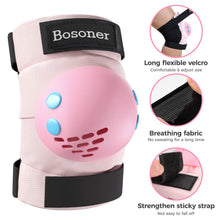 Bosoner Kids Knee Elbow Wrist Pads Set PVC Adjustable Velcro 3 To 15