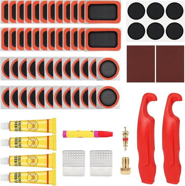 80 Piece Self Adhesive Bike Tire Patch Kit With Portable Storage Box